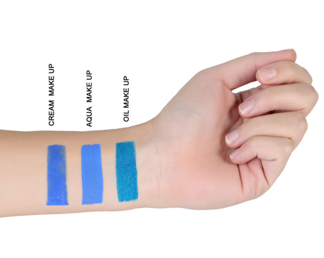Cream, Aqua und Oil Make up vergleich in blau