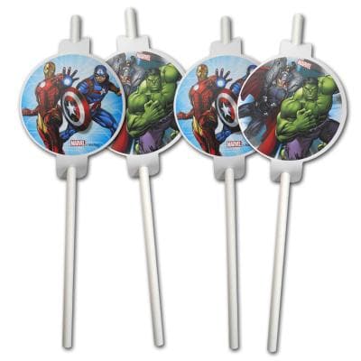 Trinkhalme Avengers 19.5cm, Metallic Mix (4 Stk.)