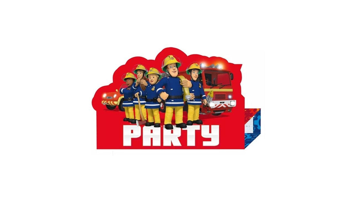 Fireman Sam Einladungskarte + Umschlag (8 Stücke)